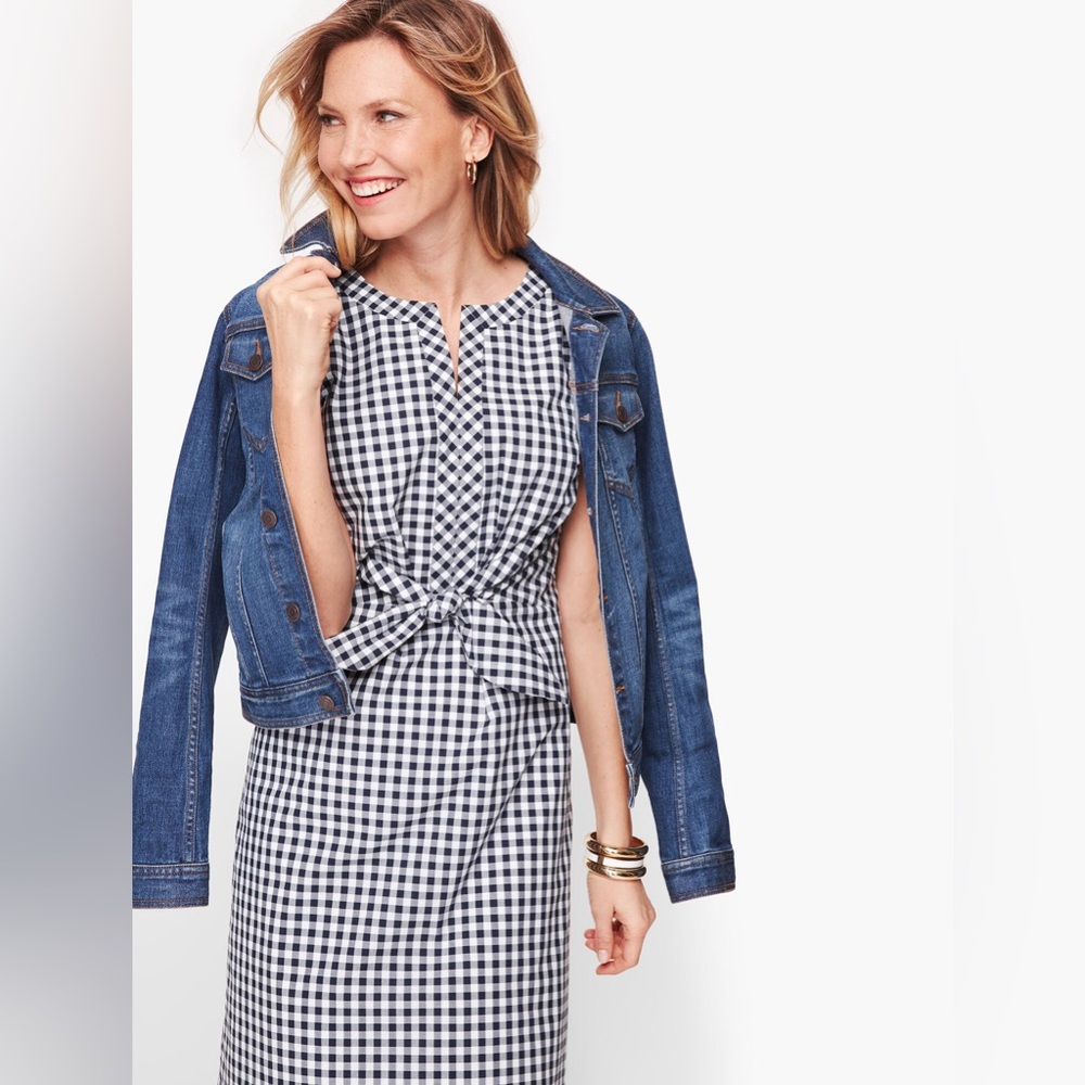 Talbots Gingham Tie Front A-Line Dress-Like New!